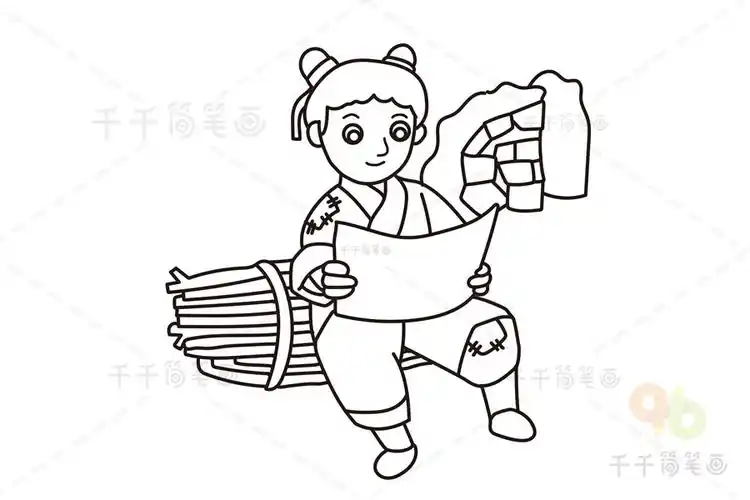 凿壁偷光简笔画