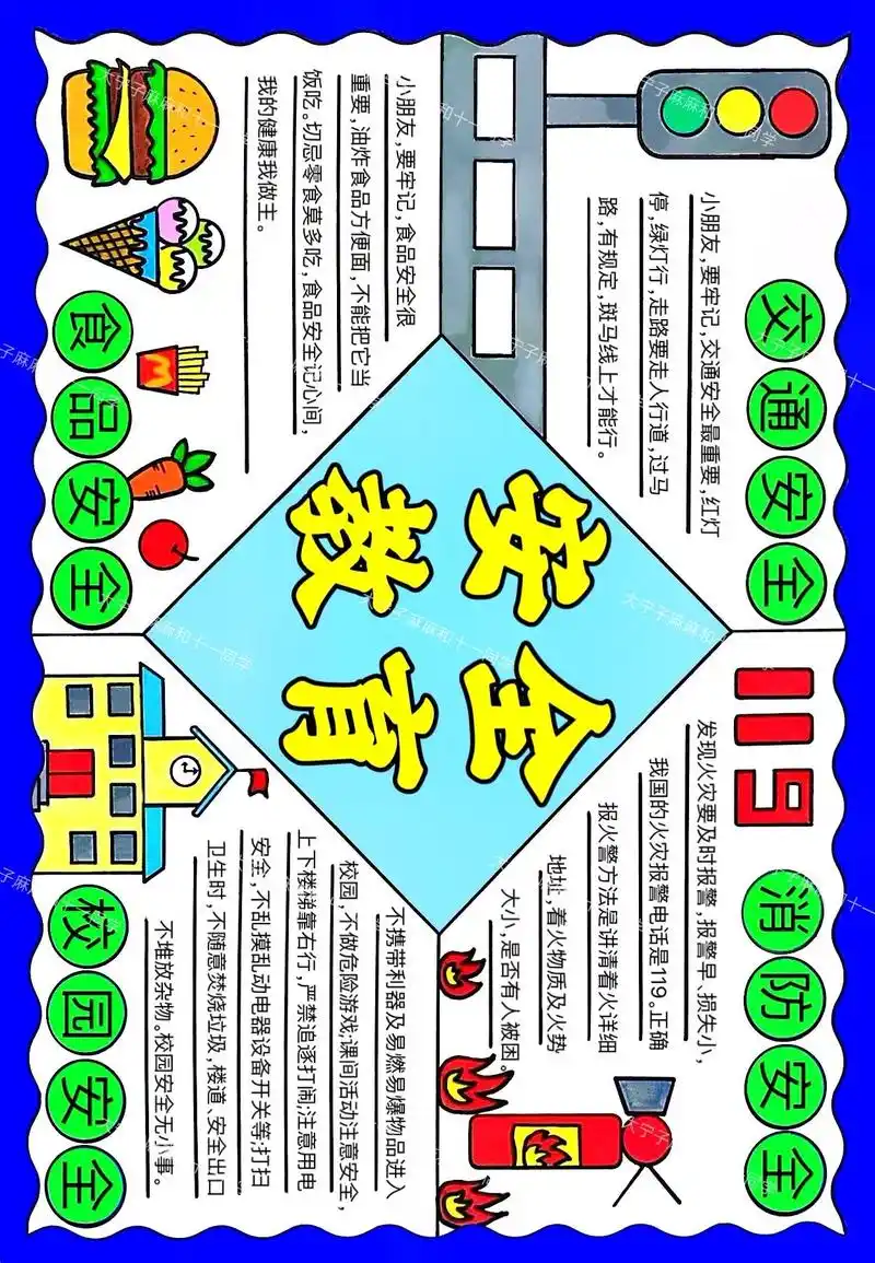 手抄报线稿可打印#安全教育手抄报 #全国中小学生安全教育日 #国家