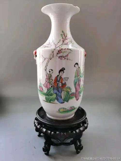 民国粉彩教子瓶