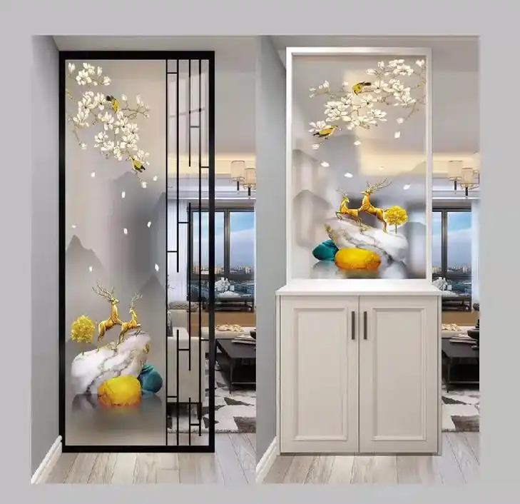 简易玻璃屏风隔断墙折屏客厅卧室遮挡简约现代折叠移动家用玄关柜