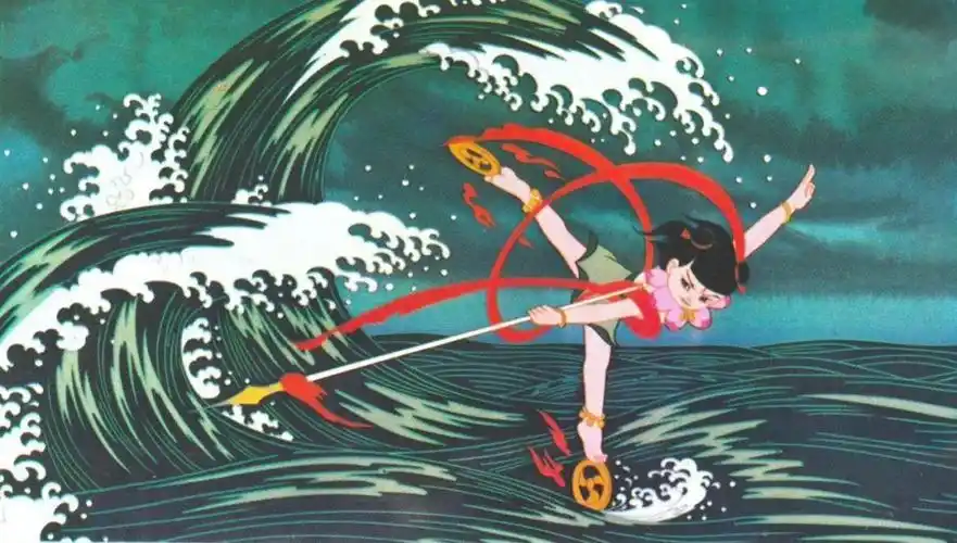 《哪吒闹海》人景合成宣传画