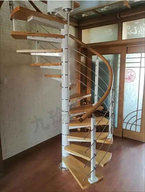 嘉葫 旋转楼梯室内阁楼复式楼家用实木钢木圆形别墅loft公寓定制楼梯