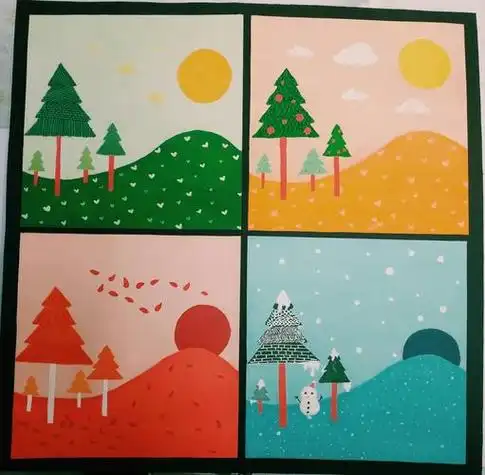 杂七杂八临摹的一些图标(手绘)色彩构成 春夏秋冬水粉画简笔画风景