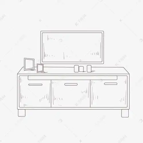 线描电视柜电视插画