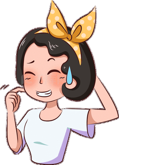 卡通都市少女主题黄发带女孩表情包之不好意思尴尬黄发带