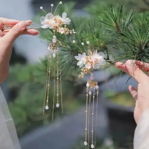 汉服头饰古装发饰流苏步摇古风饰品仙气汉服配饰全套发簪三件套