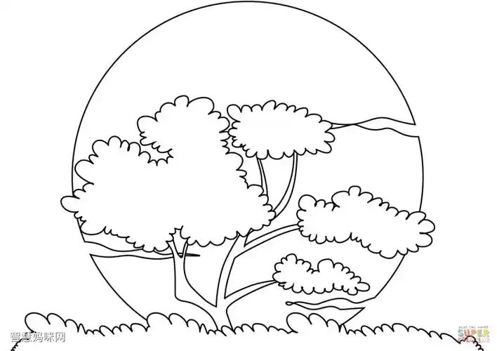 夕阳简笔画图片