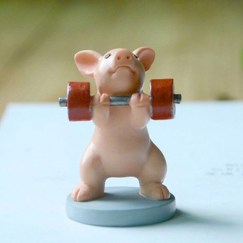 真自在可爱小猪摆件猪年七夕节生日礼物读书动物树脂装饰精致送男生女