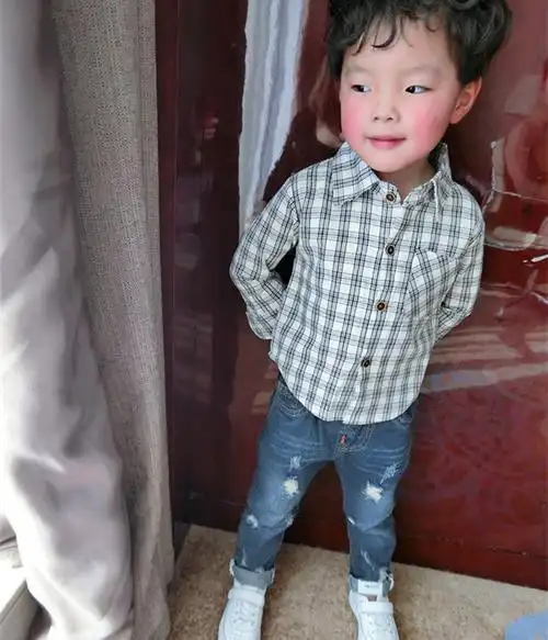 2017男宝宝春秋装新款儿童2-7岁格子衬衫百搭宝宝上衣小孩衣服