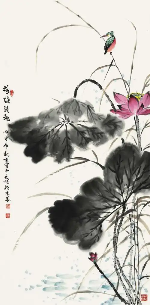 画家刘文顺国画泼墨荷花图