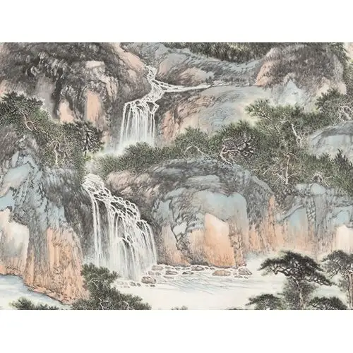 议价陈尝石六尺横幅山水画作品泉声胜似箜篌乐