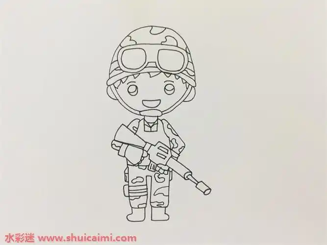 儿童资源网动漫射击士兵简笔画全副武装的解放军战士简笔画解放军怎