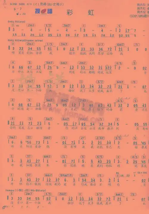 求高手翻译成简谱周杰伦彩虹前奏有图