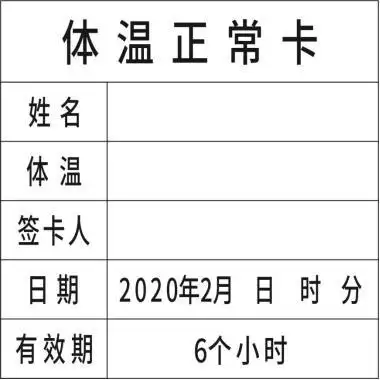 村,社区,住宅小区及有条件的楼栋的物业管理处发放体温正常卡(附件5)