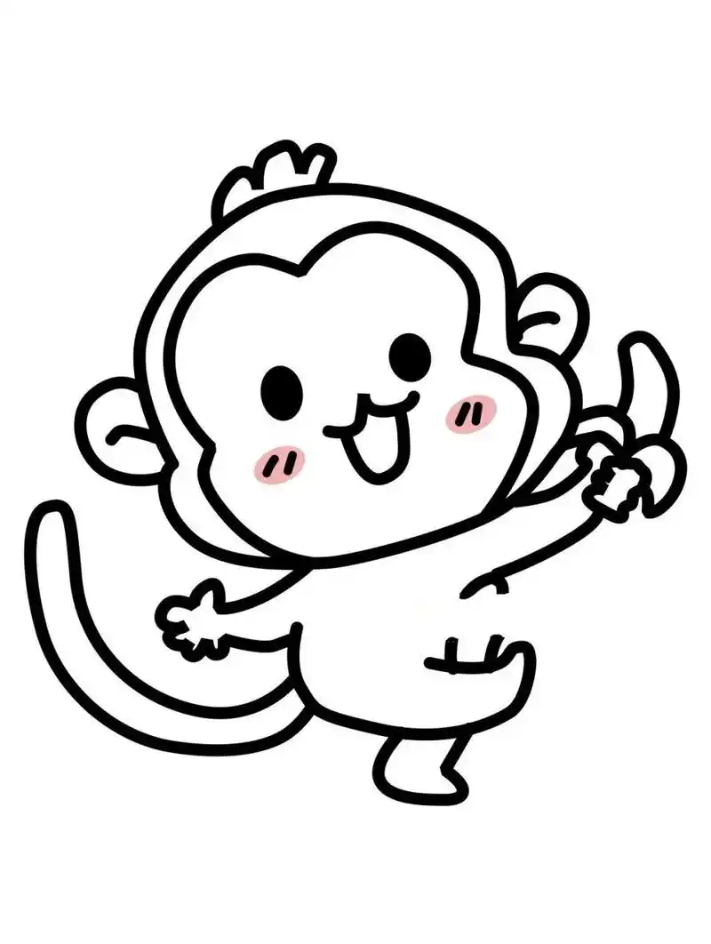 小猴子简笔画 | 猴子97素材 创意美术/简笔画素材/儿童画小猴子美术