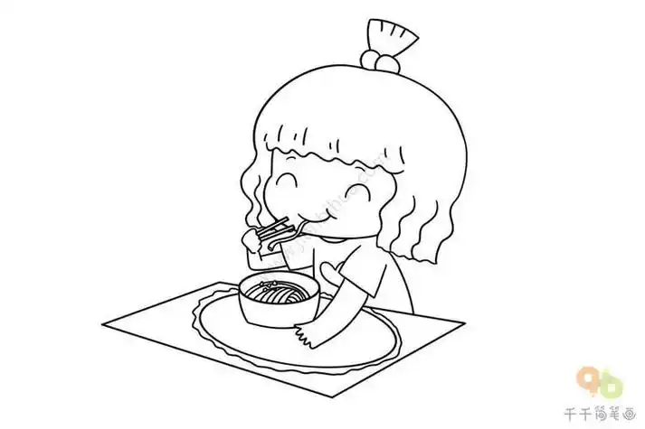 笔画美味的大碗宽面简笔画大碗宽面的简笔画步骤教程简笔画小孩吃面条