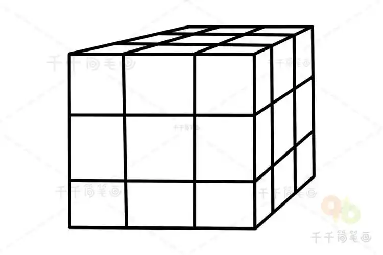 形状变变变用正方形画魔方简笔画