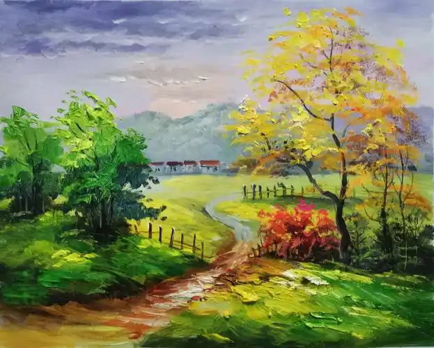 风景画4050cm绘画过程