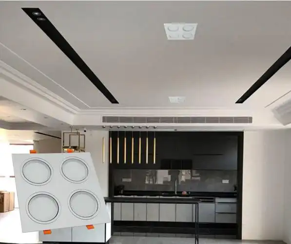 6015四头筒灯正方形4头斗胆灯嵌入式白黑色客厅天花豆胆格栅灯