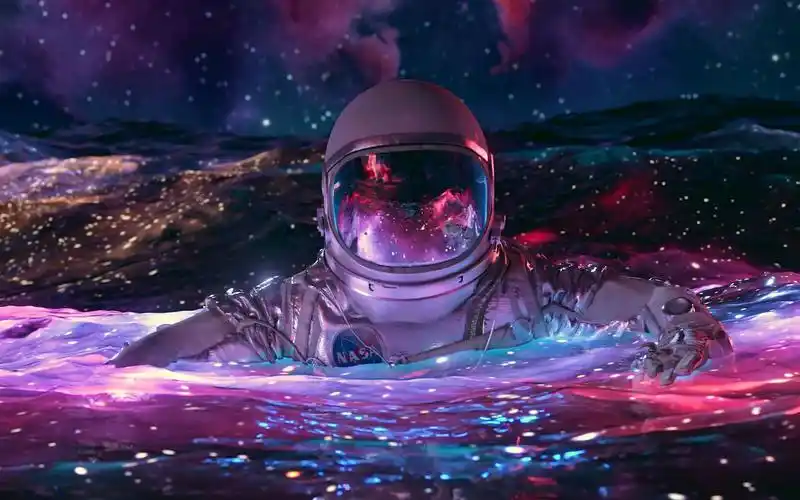 漂浮在宇宙之海 星辰大海 星空紫 宇航员的梦 超高清4k 白噪音助眠