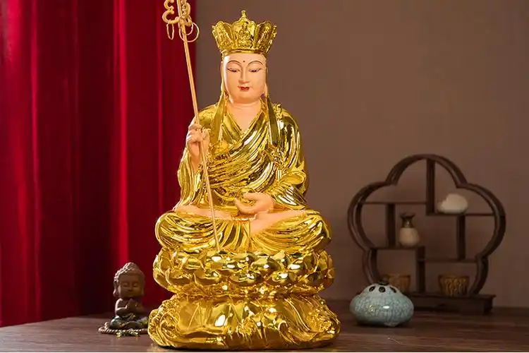 九华山地藏王菩萨坐像供奉家用保平安神像白衣地藏王佛像摆件