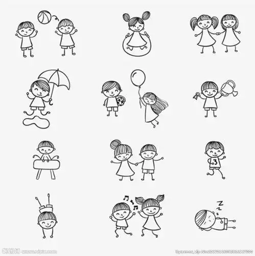 玩耍简笔画 小朋友一起玩耍简笔画