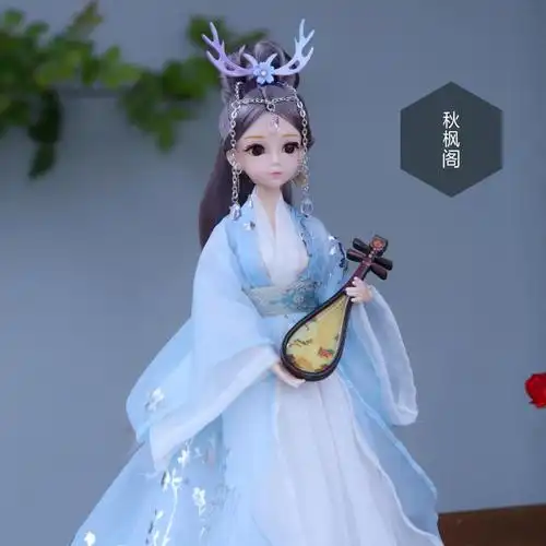 芭芘娃娃古装四大美女 30厘米比芭比美娃娃古风古装古代红色汉服裙