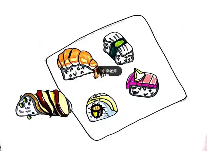 寿司幼儿儿童马克笔创意画简笔画