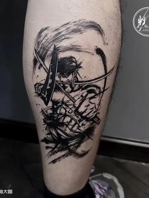 水墨/索隆_纹身图案手稿图片_蒋仙德的纹身作品集