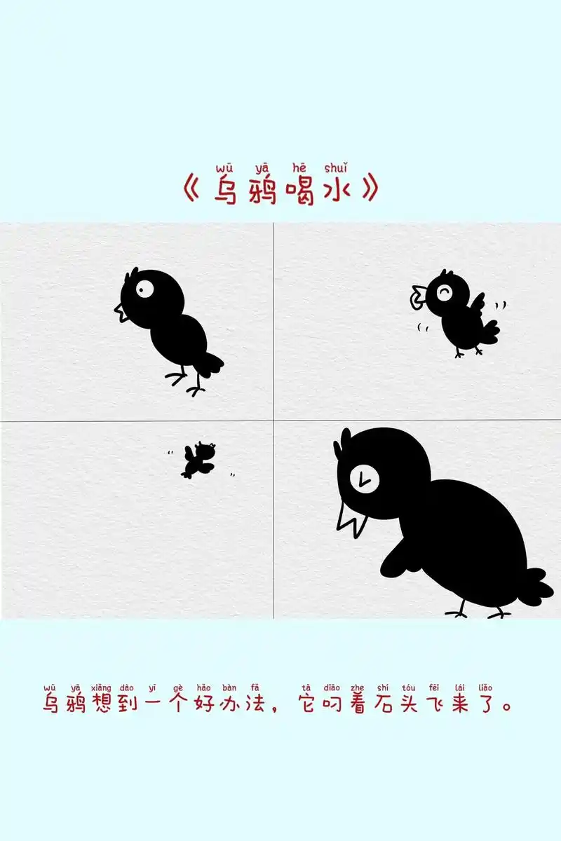 小学生看图说话模版,讲一讲乌鸦喝水的故事 - 抖音