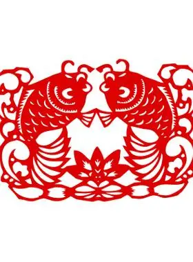 艺花双鱼年年有余吉祥民俗手工剪纸