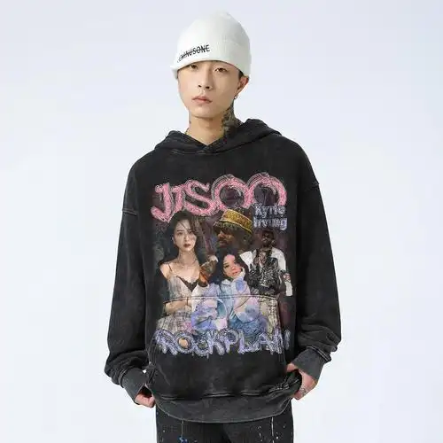 摇滚计划潮牌欧文金智秀jisoo印花卫衣美式篮球纯棉卫衣