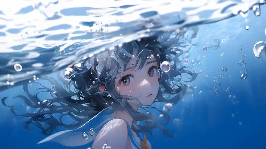高清水下动漫少女壁纸免费下载,精选电脑背景美图