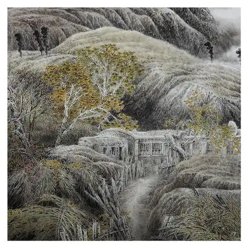 赵学东《山家秋韵》国展获奖作品巨幅 带合影