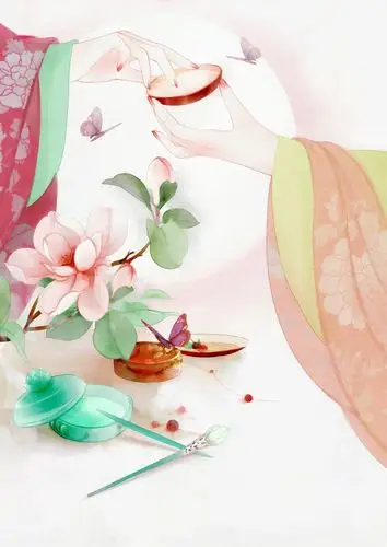 唯美古风手绘插画古风作图素材免抠