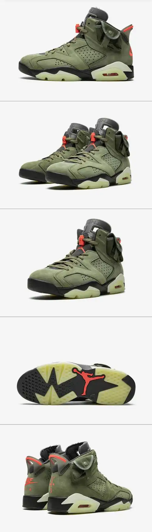 air jordan travis scott aj6 ts联名橄榄绿鬼脸篮球鞋cn1084-200