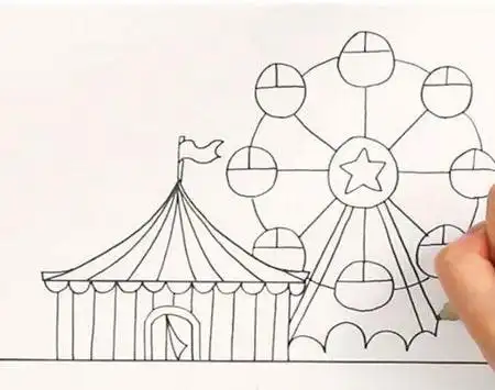 摩天轮怎么画简单又好看 - 毛毛简笔画
