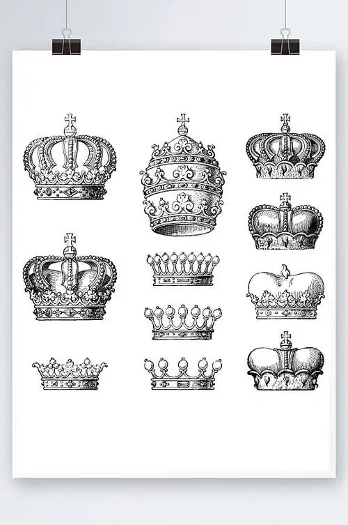 复古素描皇冠王冠