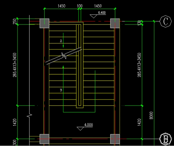 建筑图纸楼梯平面图这个楼梯上下指示标的对吗