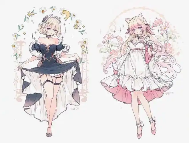 动漫少女华丽礼服服饰设计素材分享~-服装服装时装画/手绘技巧-cfw