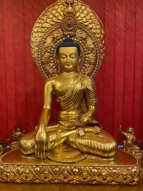 尼泊尔释迦族手工佛像铜鎏金