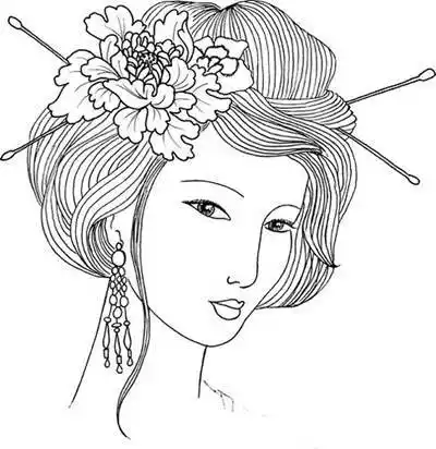 36张艺伎纹身手稿线条图片