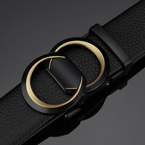 kuqidaishu袋鼠酷奇皮带男士真皮年轻自动扣商务牛皮经典双g裤腰带