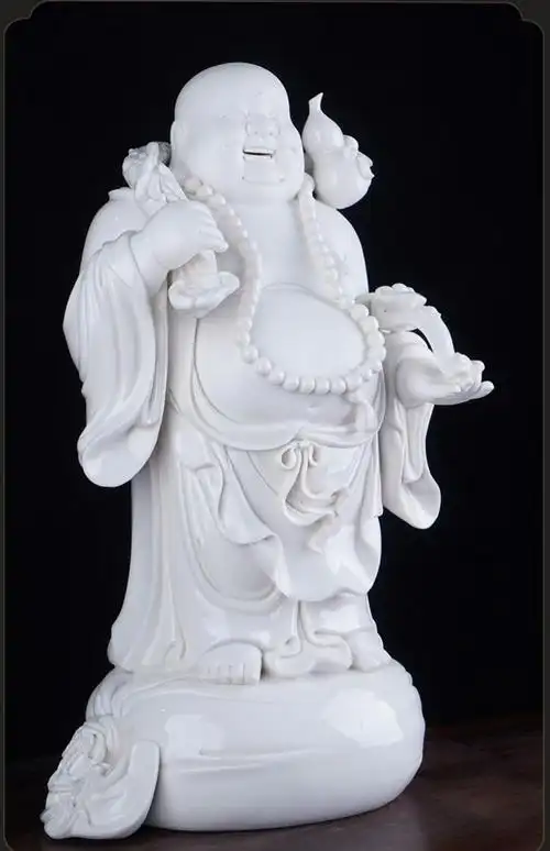 陶瓷弥勒佛像大肚笑佛弥勒恭喜发财佛家居客厅摆件工艺品办公室书房