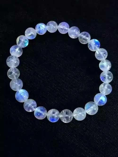 月光石 大家帮我看看值多少钱 9mm的 颗颗蓝光