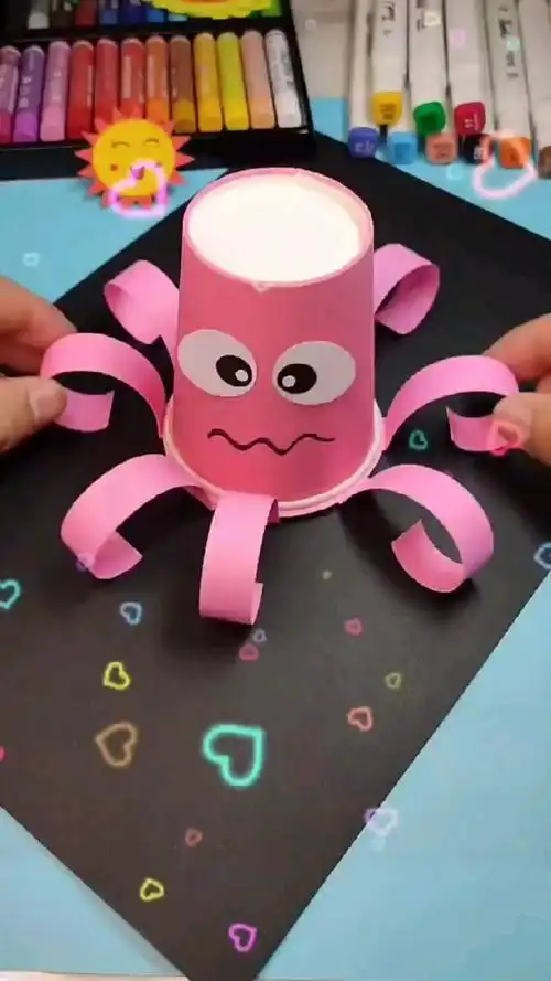 手工制作#用纸杯做一只章鱼吧-度小视