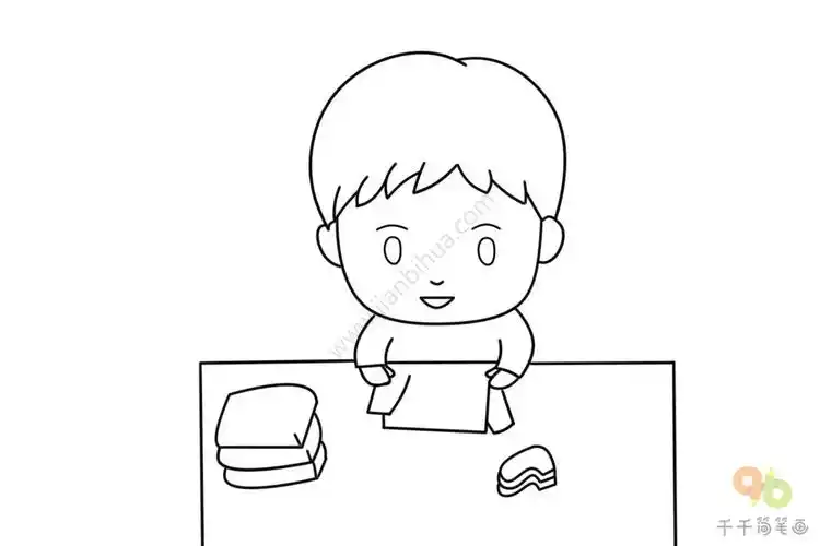 文明行为随手整理用具与衣服简笔画