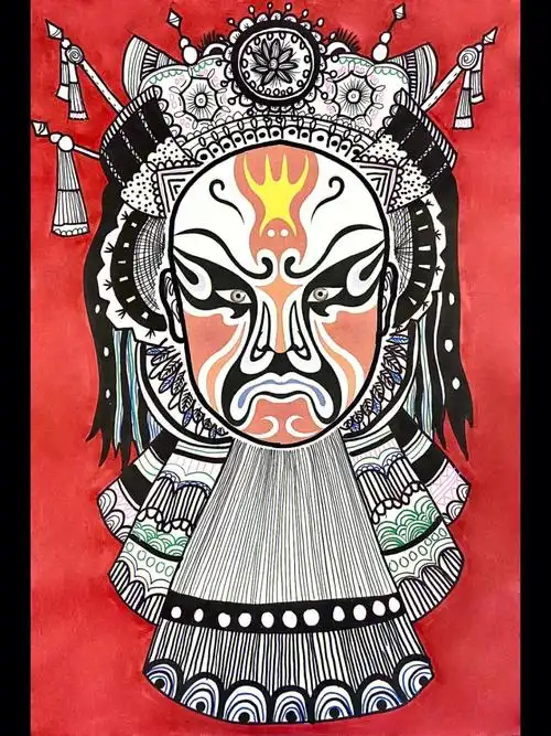 京剧脸谱线描创意儿童画