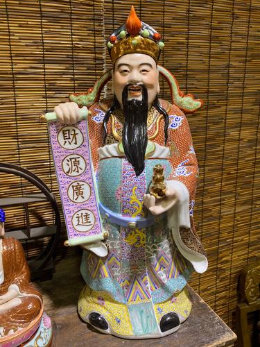 粉彩雕塑陶瓷财神爷神像佛像招财居家用店铺站比干文财神摆件22吋