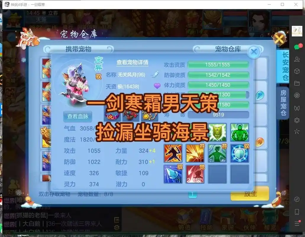 神武4手游 一剑寒霜男天策 海景坐骑 成品宠物 老虎带皮肤 - 抖音